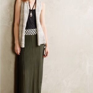 dear creatures Black and White band with olive Pleated Maxi Skirt